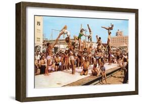 Venice Beach Acrobatics, Retro-null-Framed Art Print