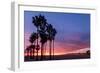 Venice Beach, CA, USA: Evening Sky Over Pacific Ocean, Santa Monica Mts & Pier With Palm Trees-Axel Brunst-Framed Photographic Print