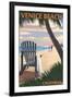 Venice Beach, California - Adirondack Chairs and Sunset-Lantern Press-Framed Art Print