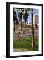 Venice Beach, California - Boardwalk Scene-Lantern Press-Framed Art Print