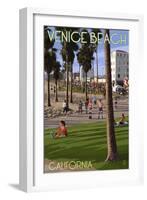 Venice Beach, California - Boardwalk Scene-Lantern Press-Framed Art Print