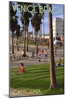 Venice Beach, California - Boardwalk Scene-Lantern Press-Mounted Art Print