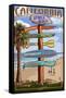 Venice Beach, California - Destination Sign-Lantern Press-Framed Stretched Canvas