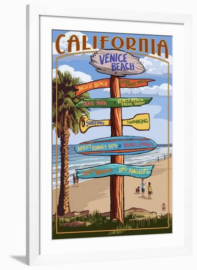 Venice Beach, California - Destination Sign-Lantern Press-Framed Art Print