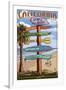 Venice Beach, California - Destination Sign-Lantern Press-Framed Art Print