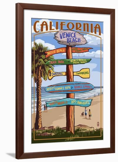 Venice Beach, California - Destination Sign-Lantern Press-Framed Art Print