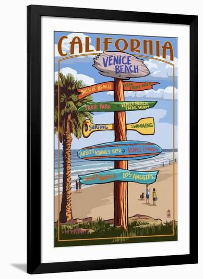 Venice Beach, California - Destination Sign-Lantern Press-Framed Art Print