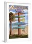 Venice Beach, California - Destination Sign-Lantern Press-Framed Art Print