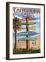 Venice Beach, California - Destination Sign-Lantern Press-Framed Art Print