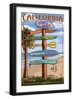 Venice Beach, California - Destination Sign-Lantern Press-Framed Art Print