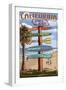 Venice Beach, California - Destination Sign-Lantern Press-Framed Art Print