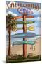 Venice Beach, California - Destination Sign-Lantern Press-Mounted Art Print