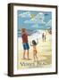 Venice Beach, California - Kite Flyers-Lantern Press-Framed Art Print