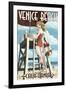 Venice Beach, California - Lifeguard Pinup-Lantern Press-Framed Art Print