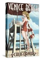 Venice Beach, California - Lifeguard Pinup-Lantern Press-Stretched Canvas