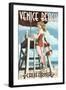 Venice Beach, California - Lifeguard Pinup-Lantern Press-Framed Art Print