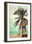 Venice Beach, California - Lifeguard Shack and Palm-Lantern Press-Framed Art Print