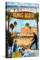 Venice Beach, California - Montage Scenes-Lantern Press-Stretched Canvas