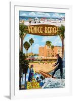 Venice Beach, California - Montage Scenes-Lantern Press-Framed Art Print