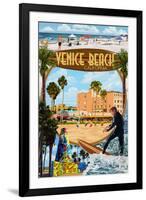 Venice Beach, California - Montage Scenes-Lantern Press-Framed Art Print