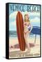Venice Beach, California - Pinup Surfer Girl-Lantern Press-Framed Stretched Canvas