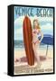 Venice Beach, California - Pinup Surfer Girl-Lantern Press-Framed Stretched Canvas