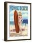 Venice Beach, California - Pinup Surfer Girl-Lantern Press-Framed Art Print