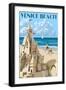 Venice Beach, California - Sandcastle-Lantern Press-Framed Art Print