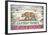 Venice Beach, California - State Flag - Barnwood Painting-Lantern Press-Framed Art Print