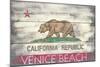 Venice Beach, California - State Flag - Barnwood Painting-Lantern Press-Mounted Art Print