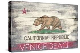 Venice Beach, California - State Flag - Barnwood Painting-Lantern Press-Stretched Canvas