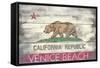 Venice Beach, California - State Flag - Barnwood Painting-Lantern Press-Framed Stretched Canvas