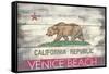 Venice Beach, California - State Flag - Barnwood Painting-Lantern Press-Framed Stretched Canvas