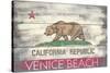 Venice Beach, California - State Flag - Barnwood Painting-Lantern Press-Stretched Canvas