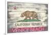 Venice Beach, California - State Flag - Barnwood Painting-Lantern Press-Framed Art Print