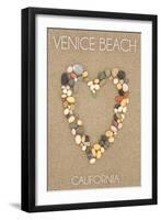 Venice Beach, California - Stone Heart on Sand-Lantern Press-Framed Art Print