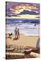 Venice Beach, California - Sunset Beach Scene-Lantern Press-Stretched Canvas