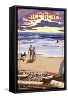Venice Beach, California - Sunset Beach Scene-Lantern Press-Framed Stretched Canvas