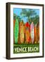 Venice Beach, California - Surfboard Fence-Lantern Press-Framed Art Print