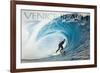 Venice Beach, California - Surfer in Perfect Wave-Lantern Press-Framed Premium Giclee Print