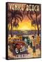 Venice Beach, California - Woodies and Sunset-Lantern Press-Framed Stretched Canvas