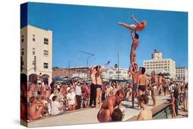 Venice Beach Muscle Men, Retro-null-Stretched Canvas