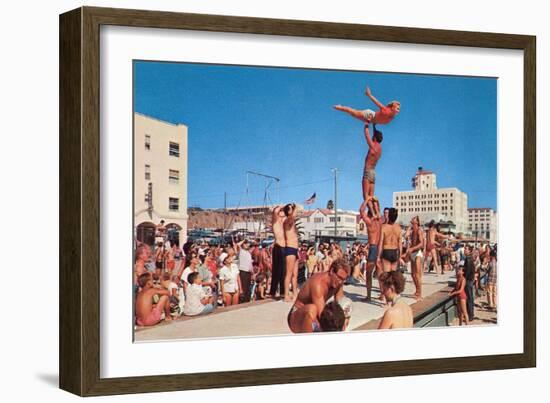 Venice Beach Muscle Men, Retro-null-Framed Art Print