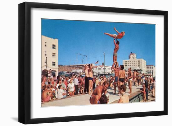 Venice Beach Muscle Men, Retro-null-Framed Art Print