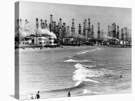 Venice Beach View of Oil Derricks-null-Stretched Canvas