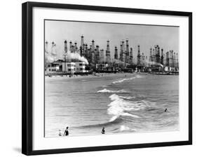 Venice Beach View of Oil Derricks-null-Framed Photo