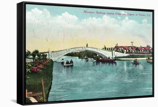 Venice, California - Miniature Railway Crossing Lagoon Bridge-Lantern Press-Framed Stretched Canvas