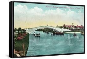 Venice, California - Miniature Railway Crossing Lagoon Bridge-Lantern Press-Framed Stretched Canvas