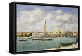 Venice, Campanile, St Mark's View of the Canal from San Giorgio; Venise, Le Campanile, Vue Du…-Eugène Boudin-Framed Stretched Canvas