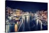 Venice City at Night, Beautiful Majestic Cityscape, Many Glowing Lights in the Buildings over Grand-Anna Omelchenko-Stretched Canvas